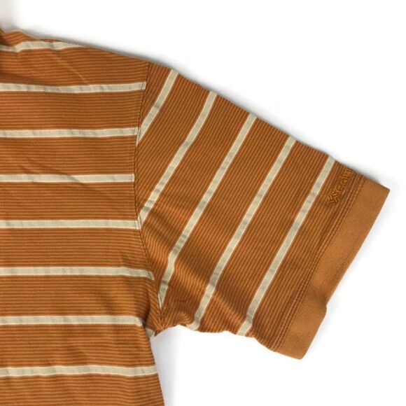 Columbia Polo Shirt Men's Large 100% Cotton Short Sleeve Orange Striped Casual - Picture 5 of 7